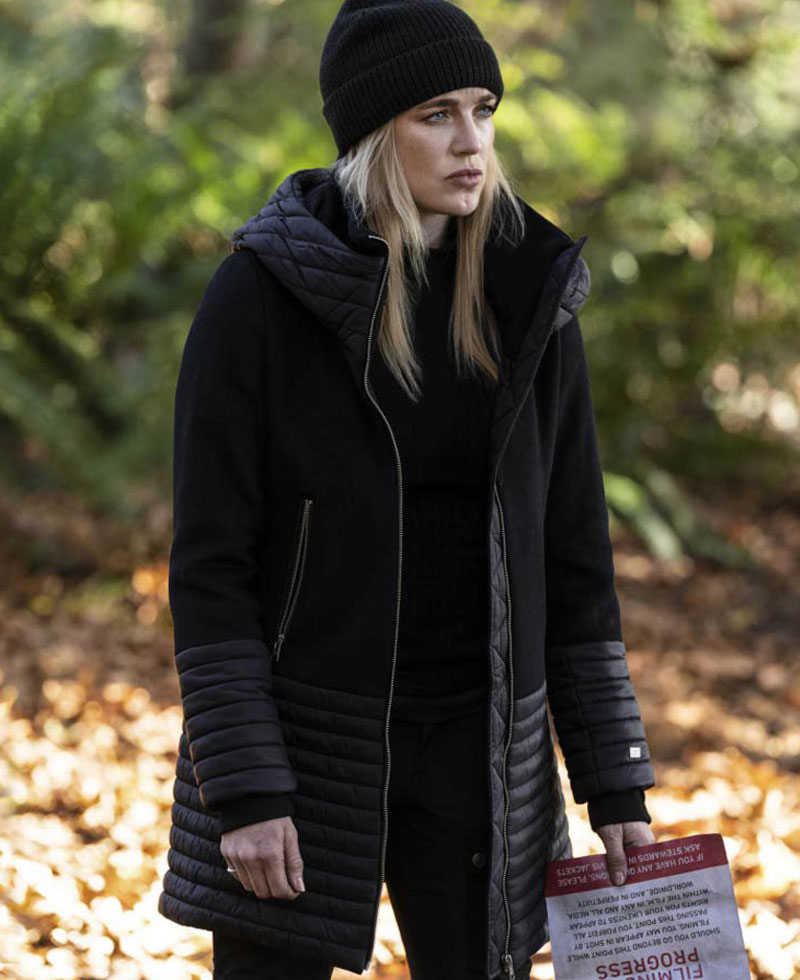 Legends Of Tomorrow S05 Caity Lotz Black Coat with Hood Legends Of Tomorrow S05 Caity Lotz Black Coat with Hood