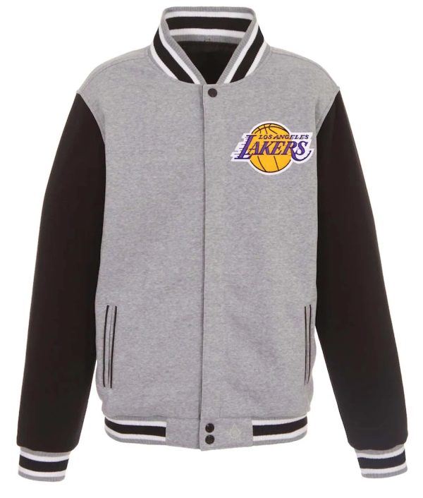 Los Angeles Lakers Black and Gray Varsity Jacket