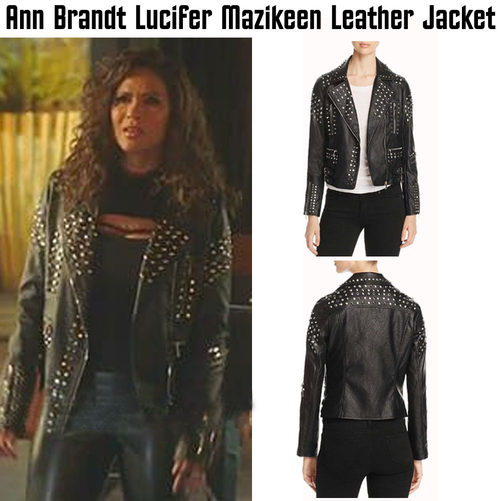 Lucifer Lesley Ann Brandt Studded Black Leather Jacket Lucifer Lesley Ann Brandt Studded Black Leather Jacket - Image 3