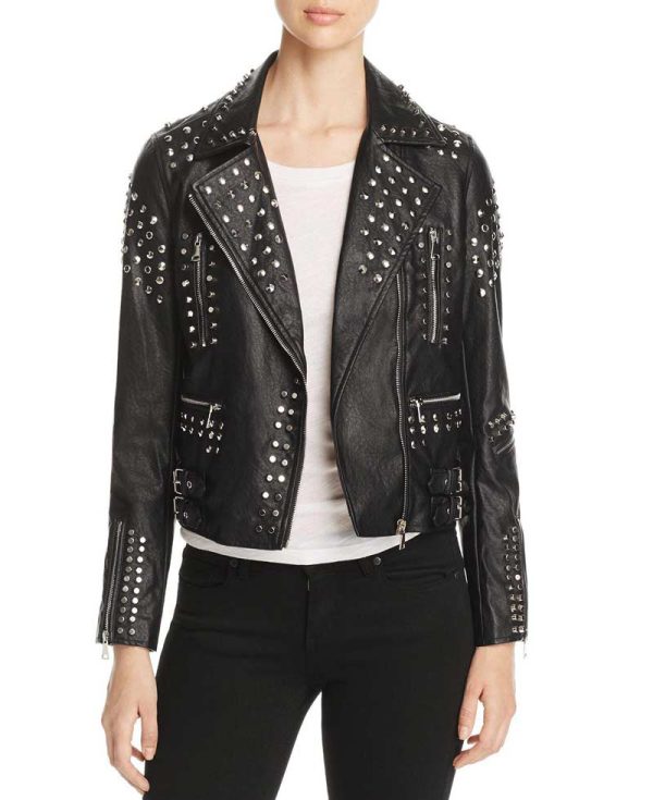 Lucifer Lesley Ann Brandt Studded Black Leather Jacket