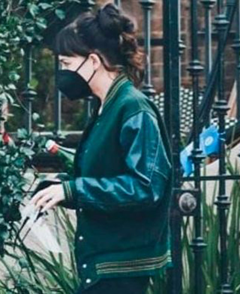 Am I Ok Dakota Johnson Varsity Green Jacket Am I Ok Dakota Johnson Varsity Green Jacket - Image 3