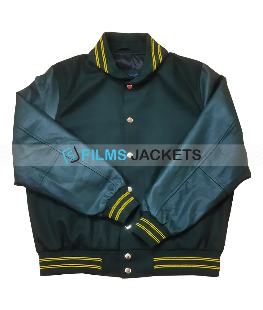 Am I Ok Dakota Johnson Varsity Green Jacket Am I Ok Dakota Johnson Varsity Green Jacket - Image 5