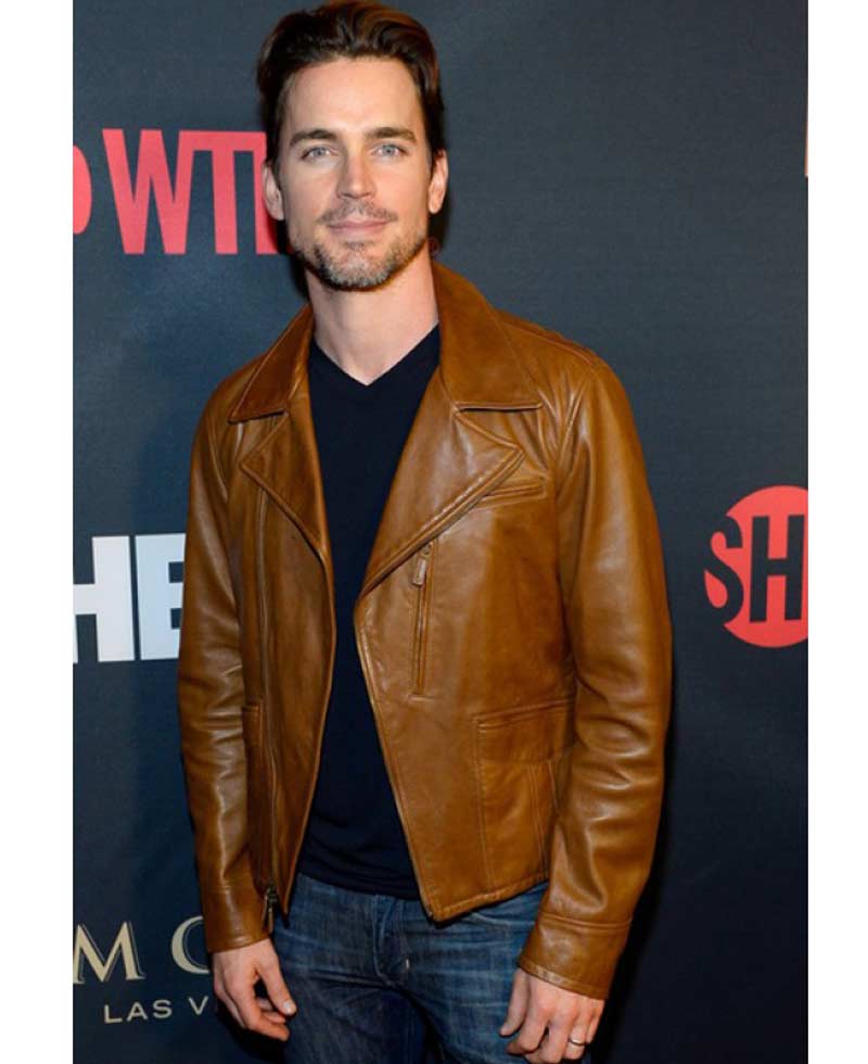 Matt Bomer Asymmetrical Zipper Brown Leather Jacket Matt Bomer Asymmetrical Zipper Brown Leather Jacket