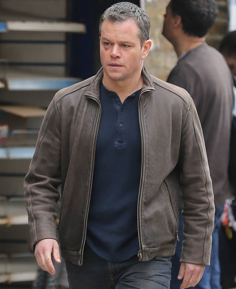 Matt Damon Jason Bourne Distressed Brown Leather Jacket Matt Damon Jason Bourne Distressed Brown Leather Jacket - Image 4