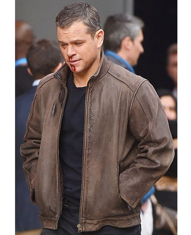Matt Damon Jason Bourne Distressed Brown Leather Jacket Matt Damon Jason Bourne Distressed Brown Leather Jacket - Image 8