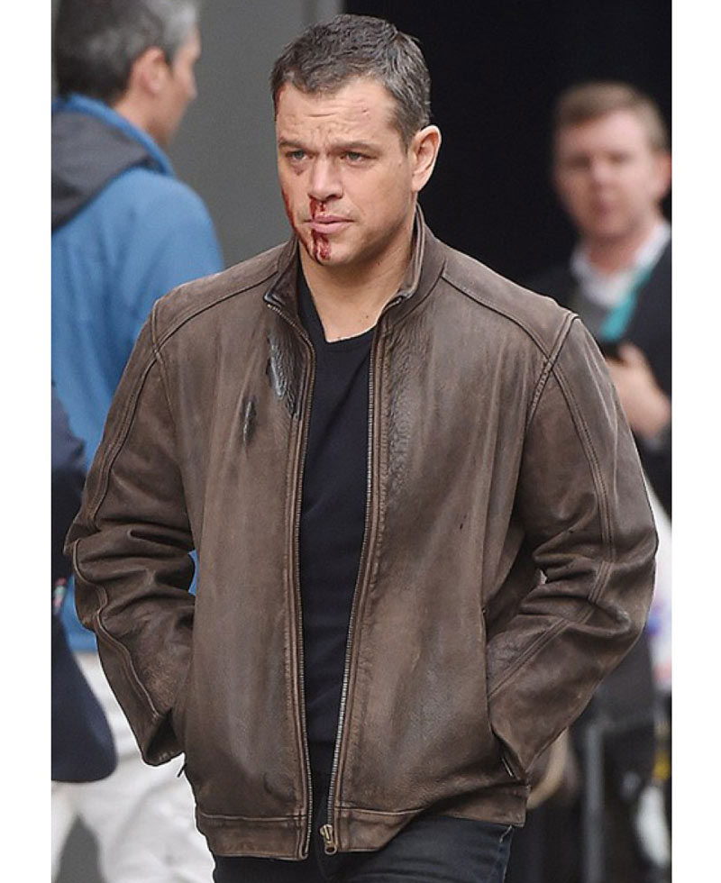 Matt Damon Jason Bourne Distressed Brown Leather Jacket Matt Damon Jason Bourne Distressed Brown Leather Jacket - Image 5