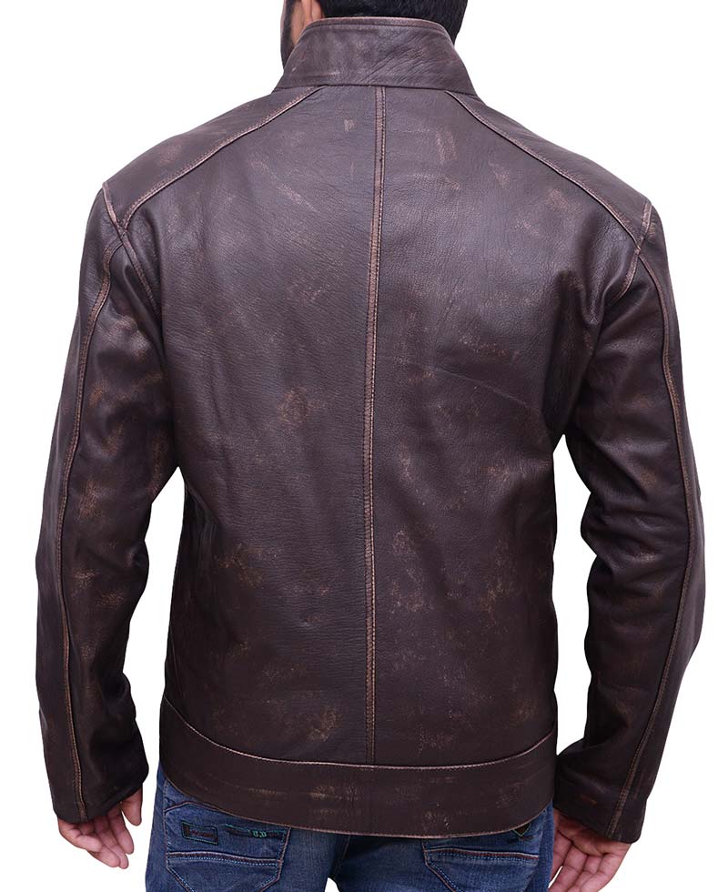 Matt Damon Jason Bourne Distressed Brown Leather Jacket Matt Damon Jason Bourne Distressed Brown Leather Jacket - Image 2
