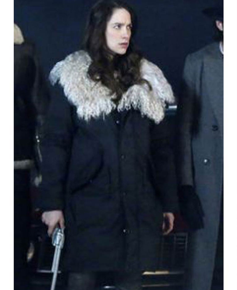 Melanie Scrofano Wynonna Earp Black Shearling Coat Melanie Scrofano Wynonna Earp Black Shearling Coat - Image 2