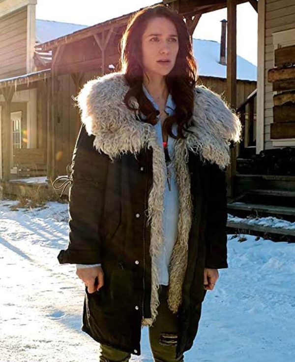 Melanie Scrofano Wynonna Earp Black Shearling Coat