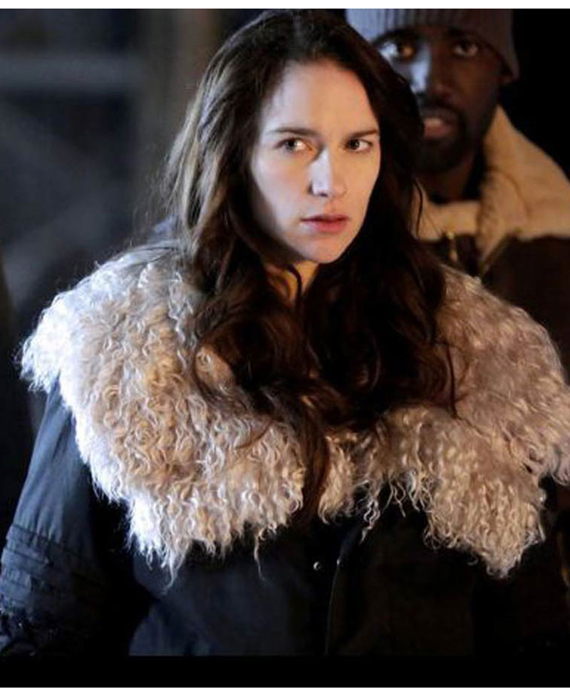 Melanie Scrofano Wynonna Earp Black Shearling Coat Melanie Scrofano Wynonna Earp Black Shearling Coat - Image 3