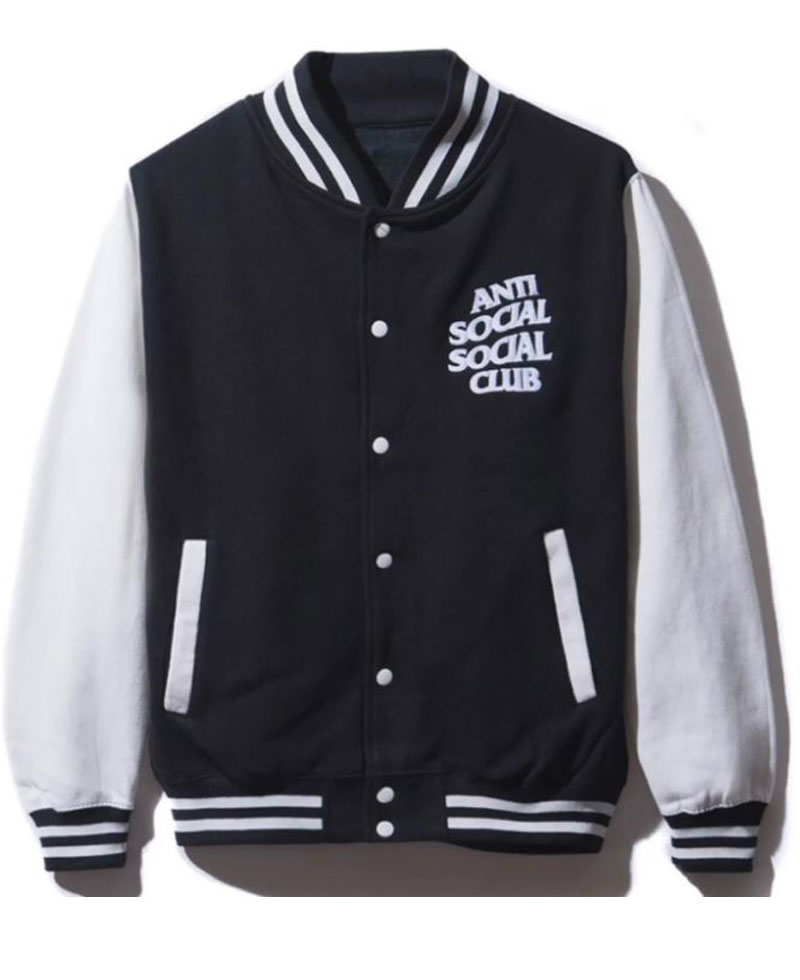 Men's Bomber Anti Social Social Club Black and White Jacket Men's Bomber Anti Social Social Club Black and White Jacket
