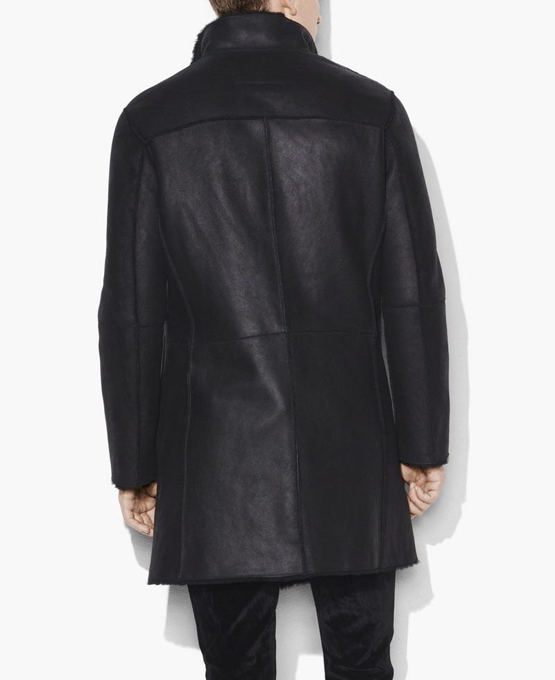 Men's Casual Wear Black Faux Shearling Coat Men's Casual Wear Black Faux Shearling Coat - Image 2