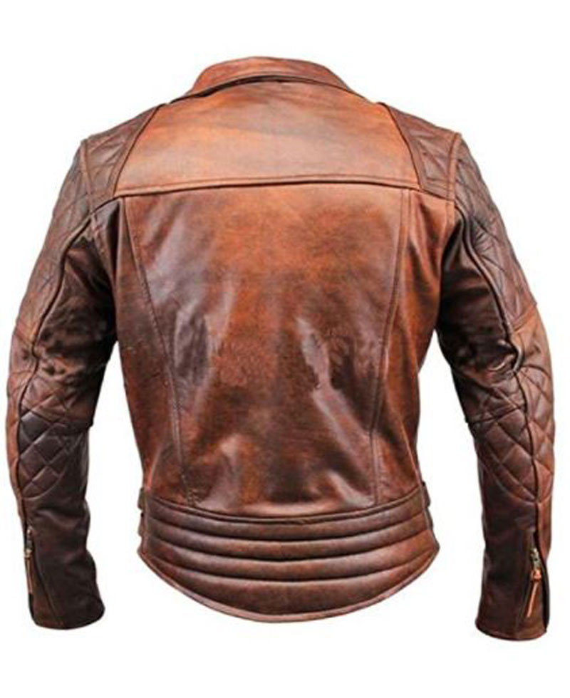 Men's Biker Vintage Rustic Distressed Brown Leather Jacket mens asymmetrical rustic jacket