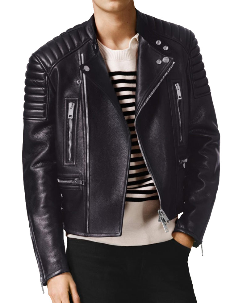 Men's Asymmetrical Black Motorcycle Jacket Men's Asymmetrical Black Motorcycle Jacket - Image 3