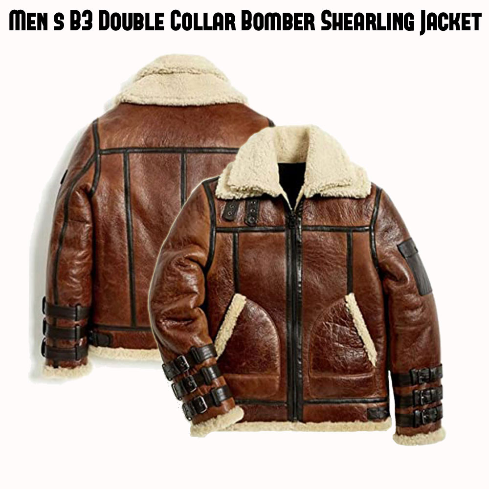 Men's B3 Aviator Shearling Brown Leather Jacket Men's B3 Aviator Shearling Brown Leather Jacket - Image 3