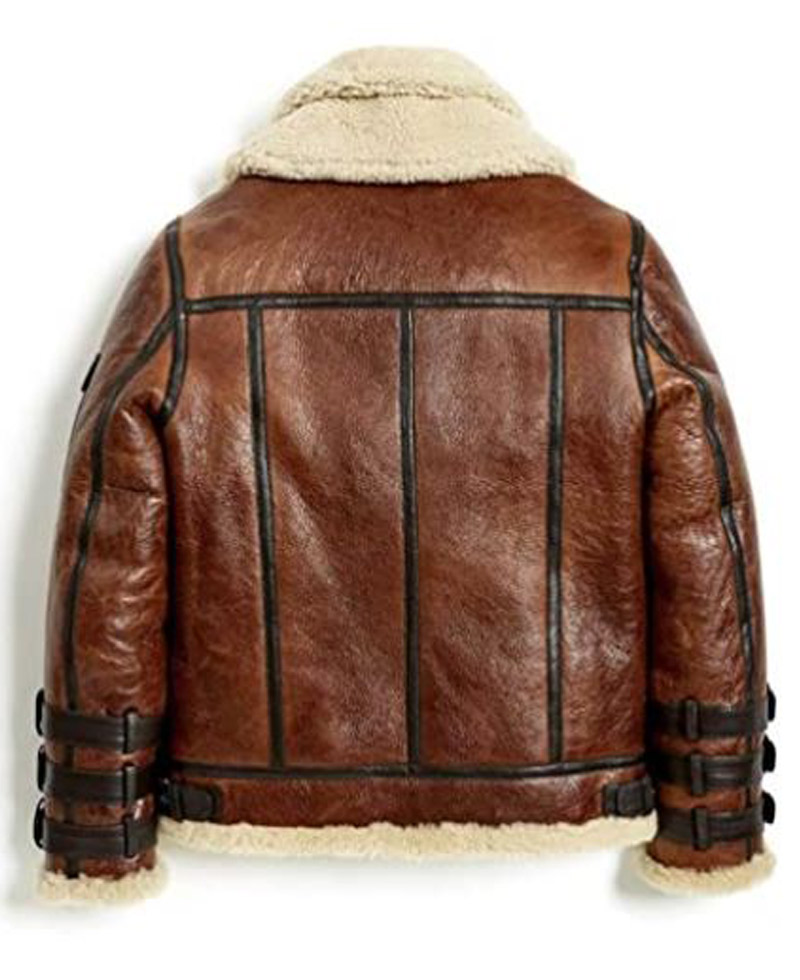 Men's B3 Aviator Shearling Brown Leather Jacket Men's B3 Aviator Shearling Brown Leather Jacket - Image 2