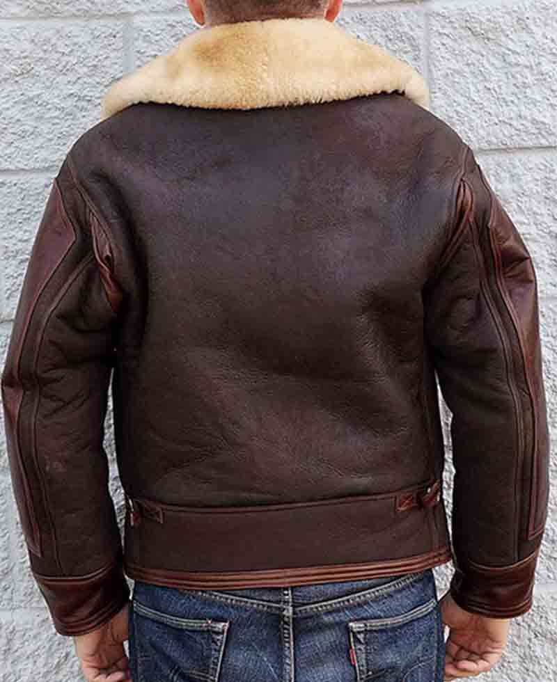 Men's Aviator Flight AN-J-4 Brown Leather Jacket Men's Aviator Flight AN-J-4 Brown Leather Jacket - Image 2