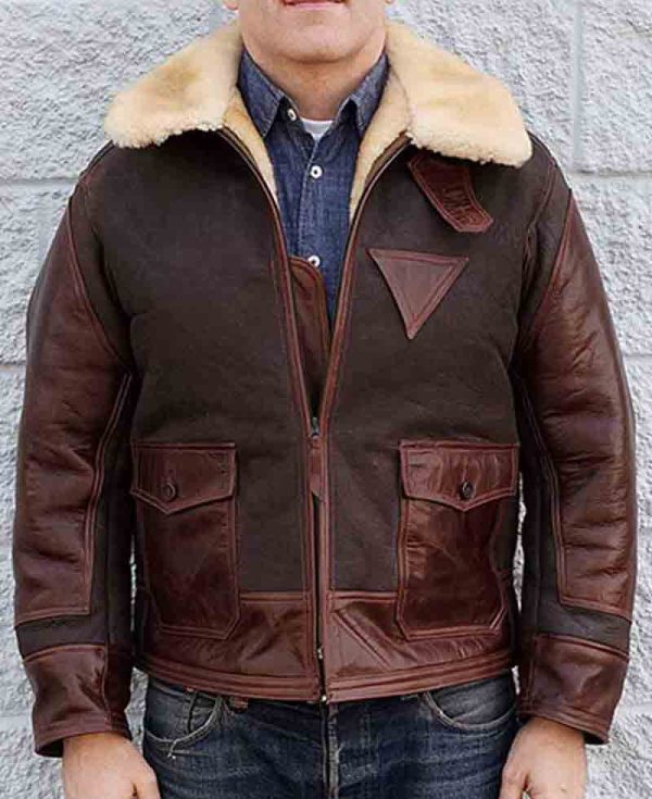 Men's Aviator Flight AN-J-4 Brown Leather Jacket