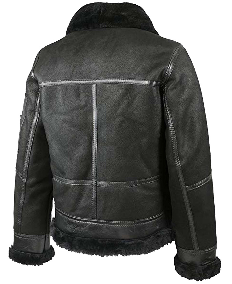 Men's B16 Shearling Black Leather Jacket Men's B16 Shearling Black Leather Jacket - Image 2