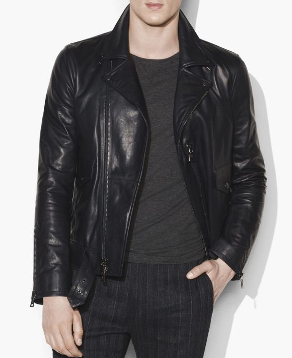 Men's Asymmetrical Classic Moto Black Leather Jacket