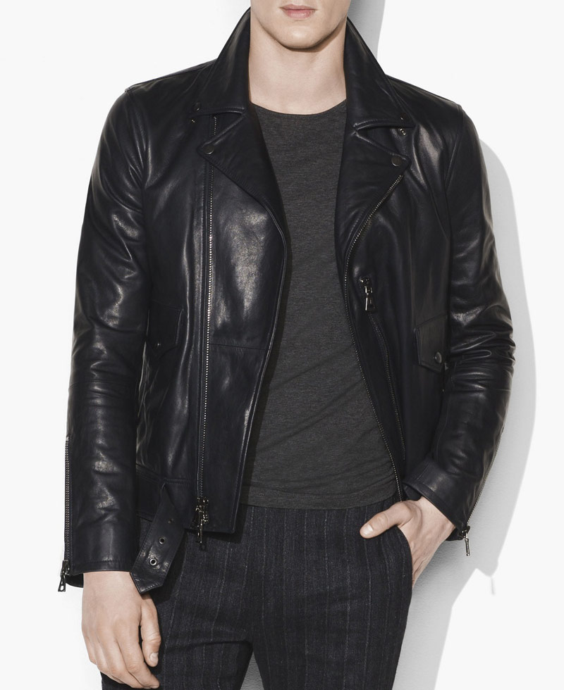 Men's Asymmetrical Classic Moto Black Leather Jacket