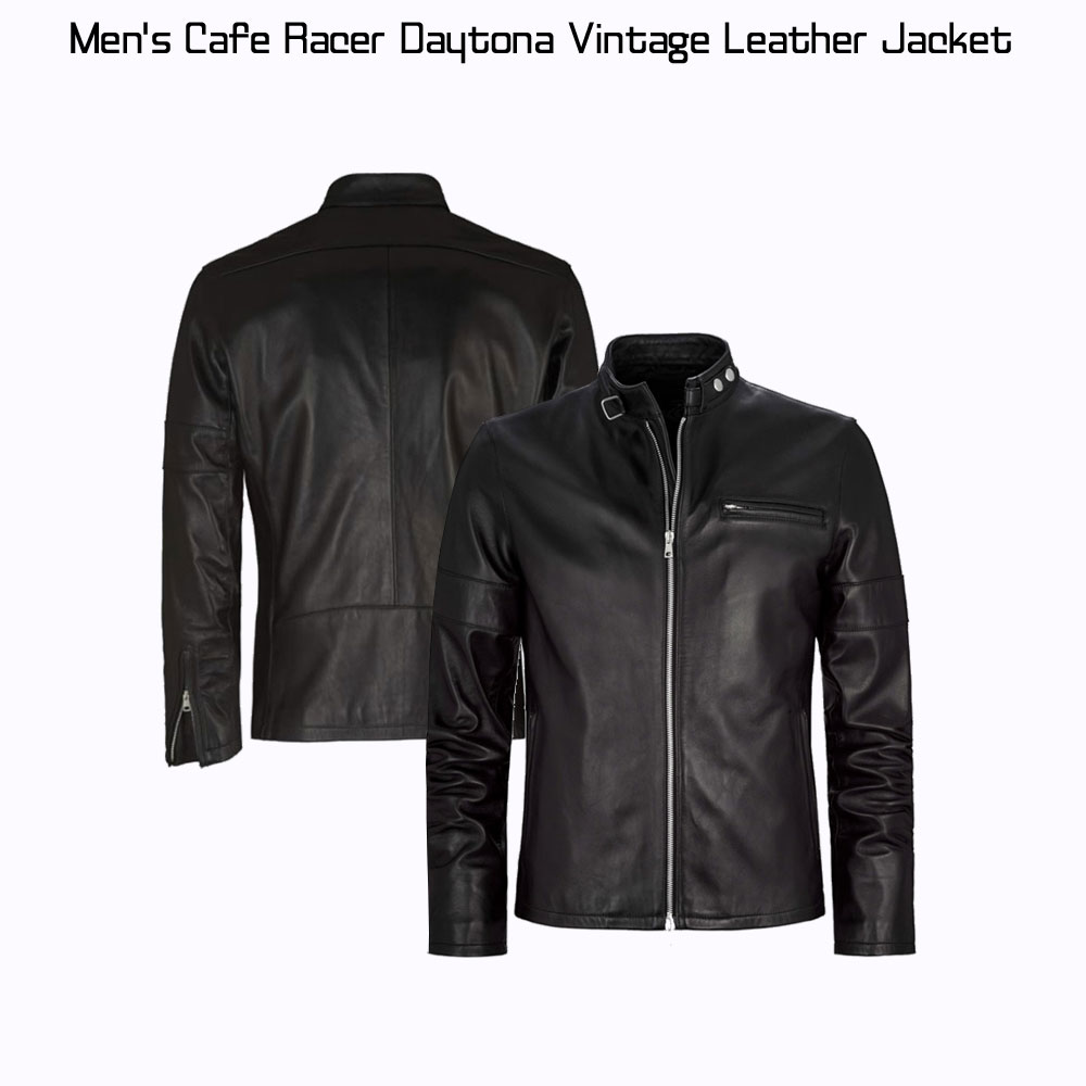 Men's Cafe Racer Daytona Vintage Leather Jacket Men's Cafe Racer Daytona Vintage Leather Jacket - Image 5