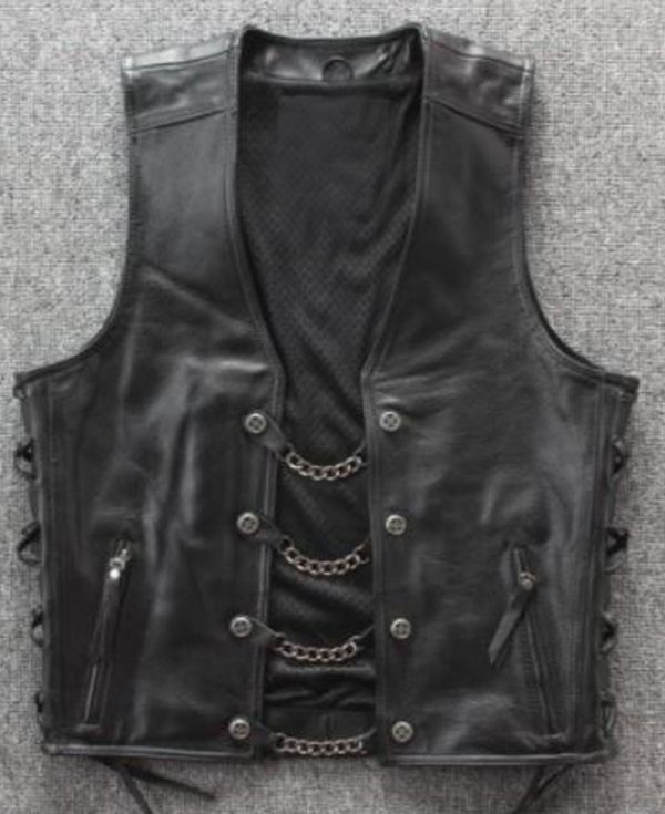 Men's Chain Biker Black Vest