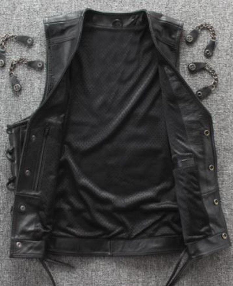 Men's Chain Biker Black Vest Men's Chain Biker Black Vest - Image 4
