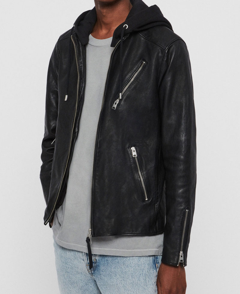 Men's Harwood Motorcycle Black Leather Jacket Men's Harwood Motorcycle Black Leather Jacket - Image 4