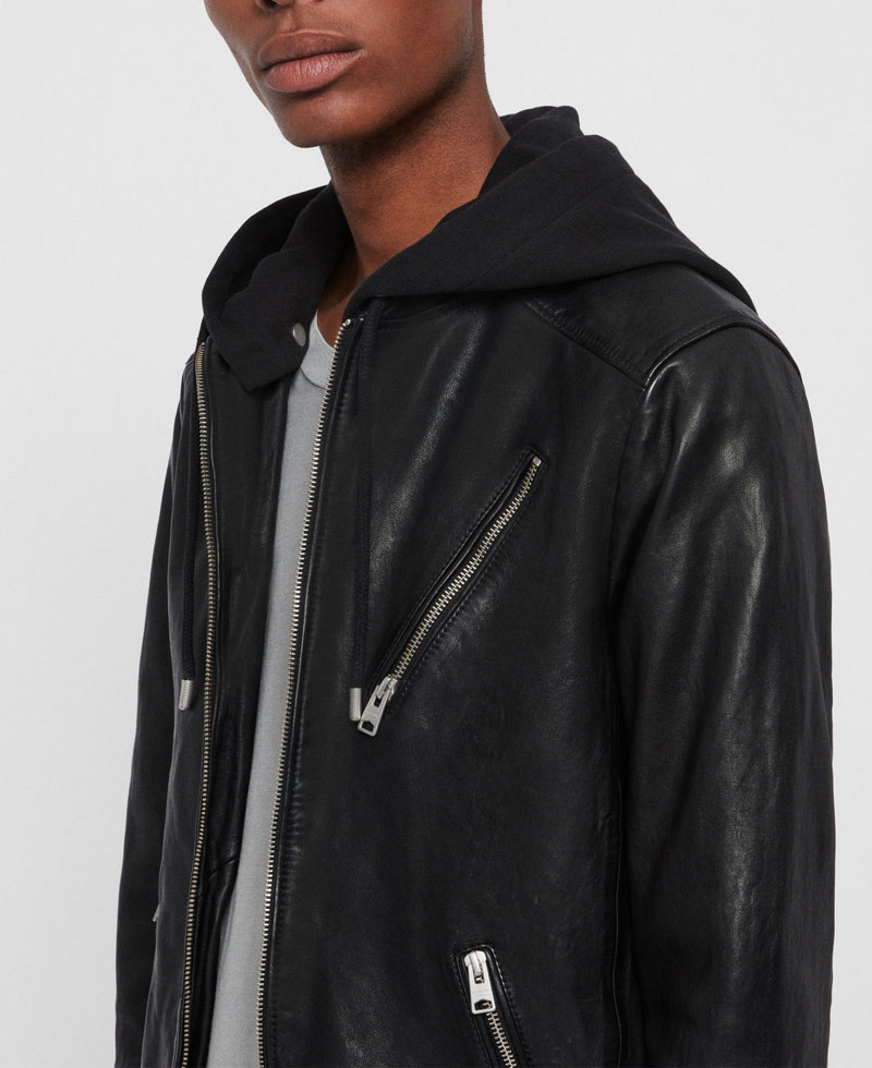 Men's Harwood Motorcycle Black Leather Jacket Men's Harwood Motorcycle Black Leather Jacket - Image 5