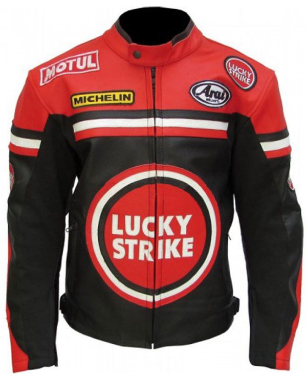 Men's Lucky Strike Red and Black Motorcycle Jacket