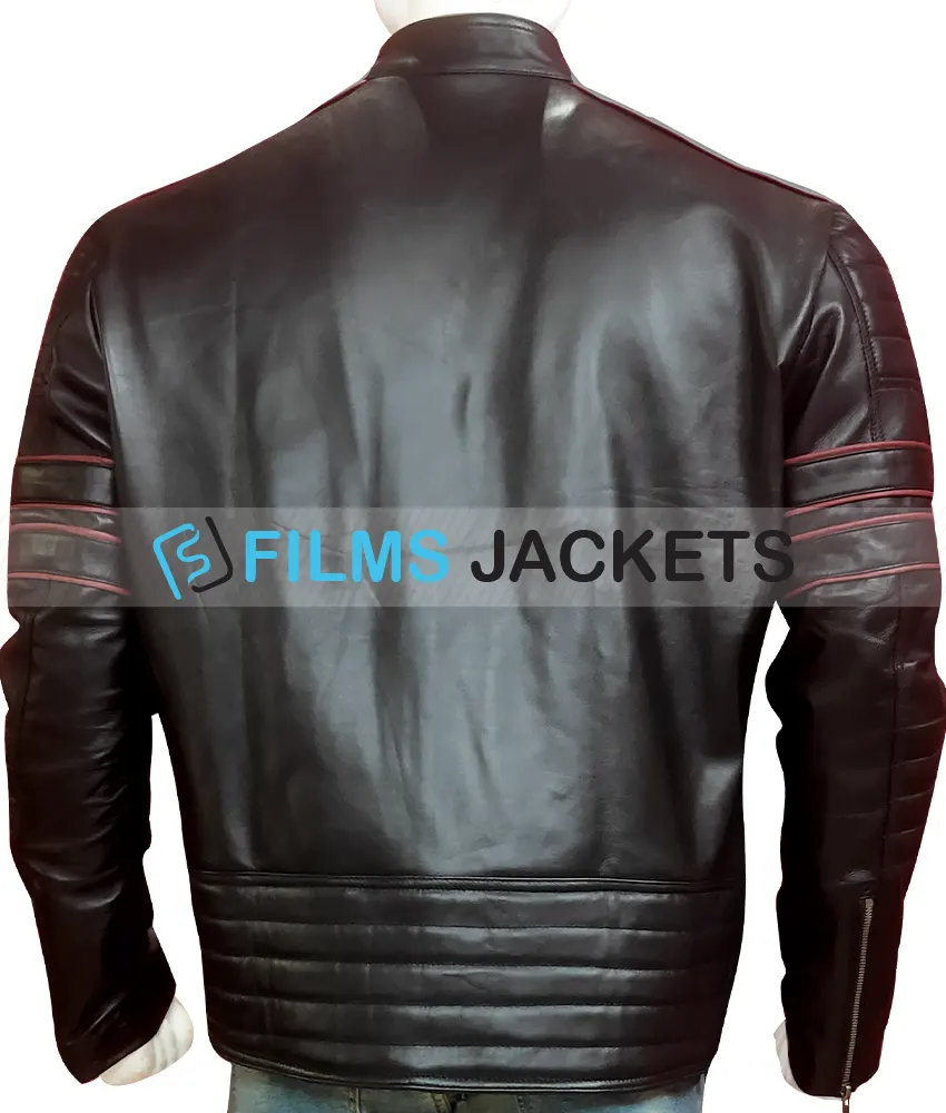 Men's Pegasus Red Striped Leather Jacket Men's Pegasus Red Striped Leather Jacket - Image 7