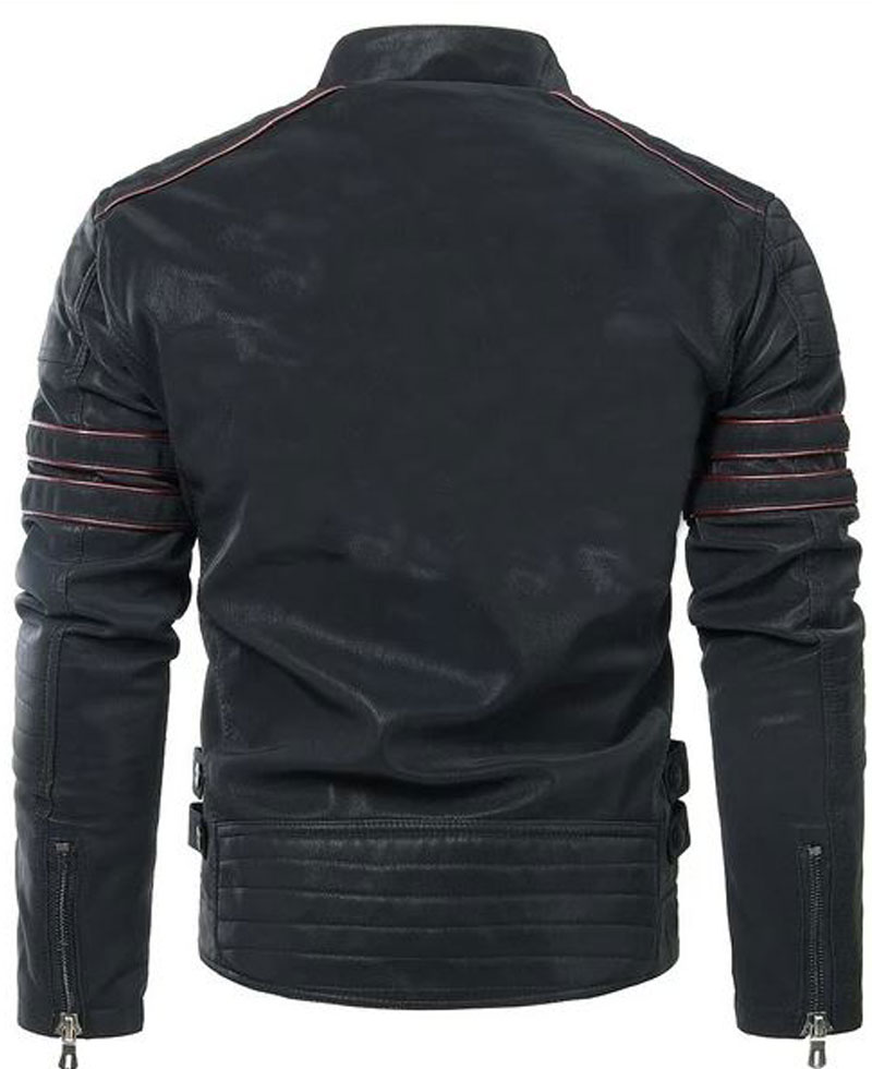 Men's Pegasus Red Striped Leather Jacket Men's Pegasus Red Striped Leather Jacket - Image 3