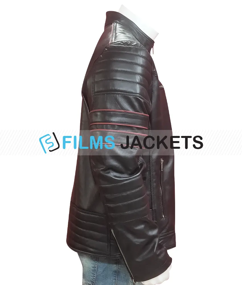Men's Pegasus Red Striped Leather Jacket Men's Pegasus Red Striped Leather Jacket - Image 5