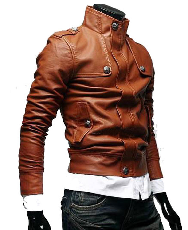 Men's Biker Slim Fit Button Front Style Jacket