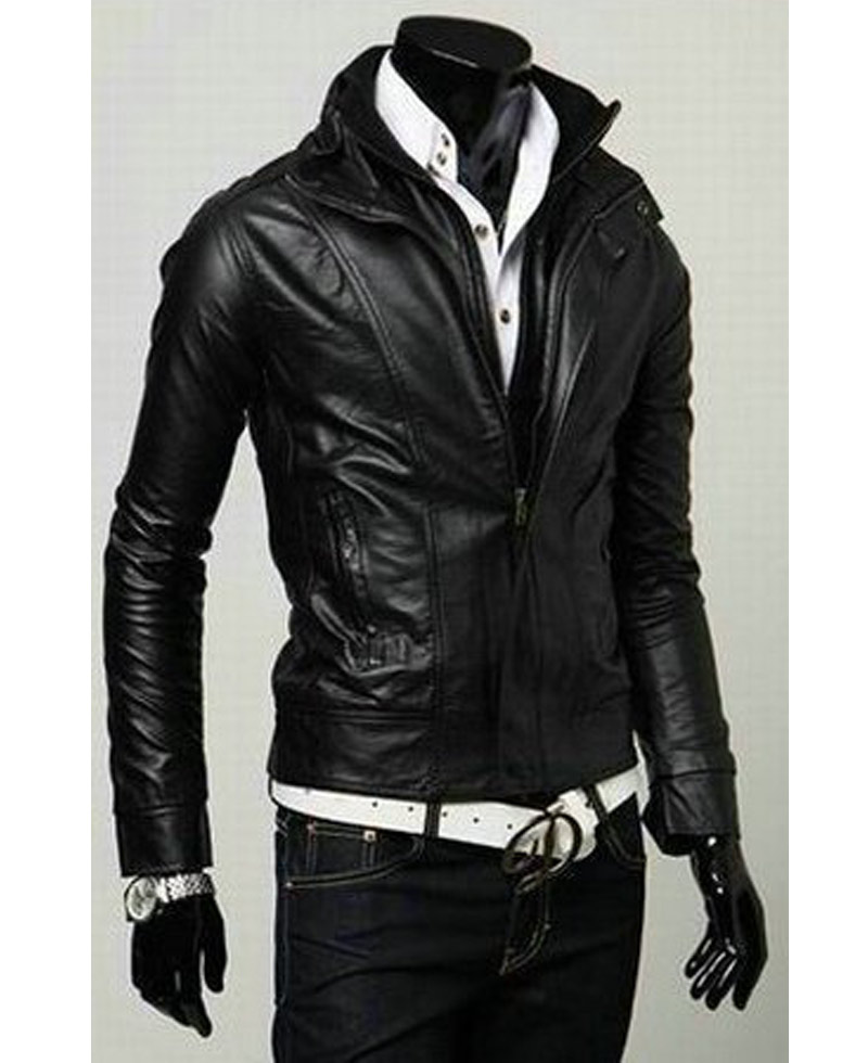 Men's Biker Style Multi Color Slim Fit Faux Leather Jacket Men's Biker Style Multi Color Slim Fit Faux Leather Jacket - Image 7