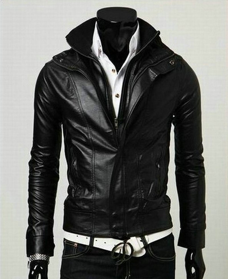Men's Biker Style Multi Color Slim Fit Faux Leather Jacket Men's Biker Style Multi Color Slim Fit Faux Leather Jacket - Image 6