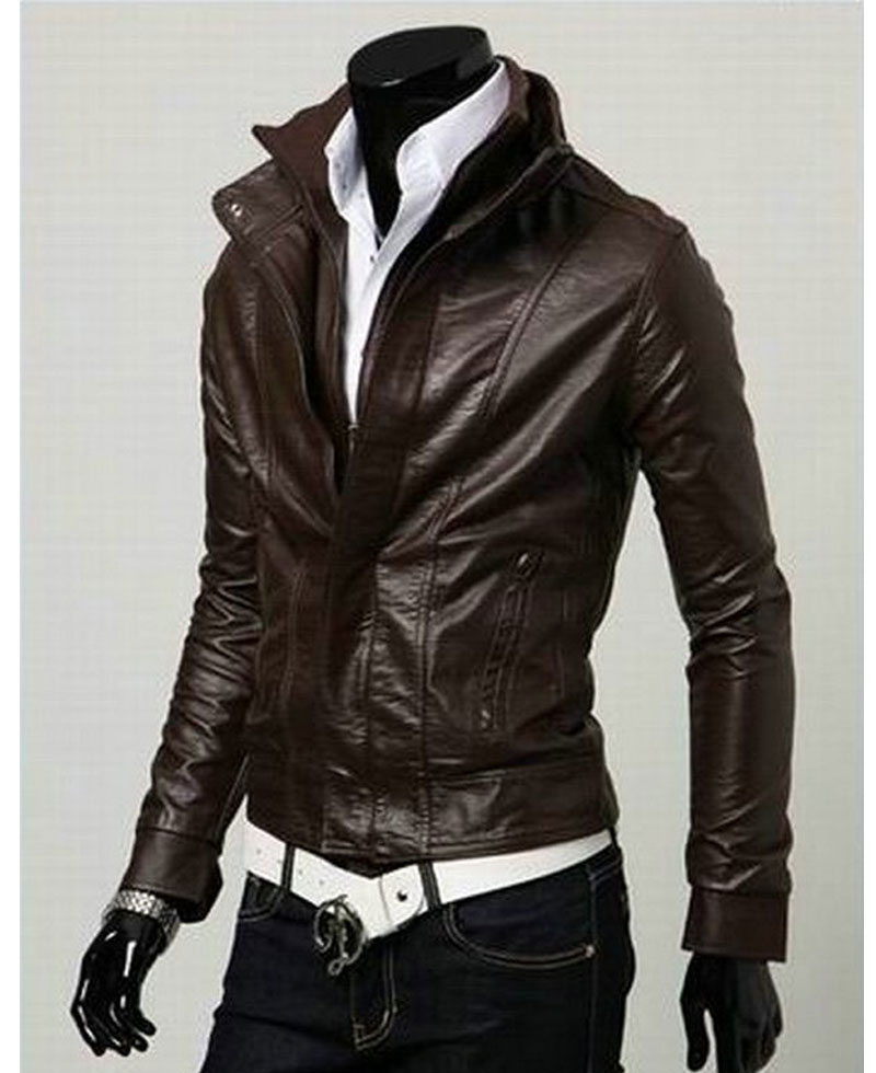 Men's Biker Style Multi Color Slim Fit Faux Leather Jacket Men's Biker Style Multi Color Slim Fit Faux Leather Jacket - Image 2