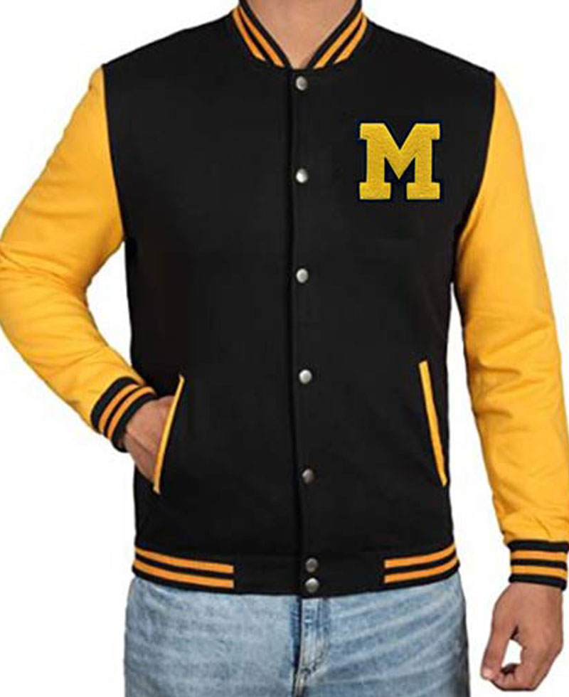 Men's Black and Yellow Letterman M Jacket Men's Black and Yellow Letterman M Jacket - Image 3