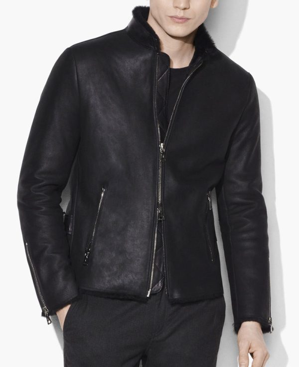 shearling biker jacket