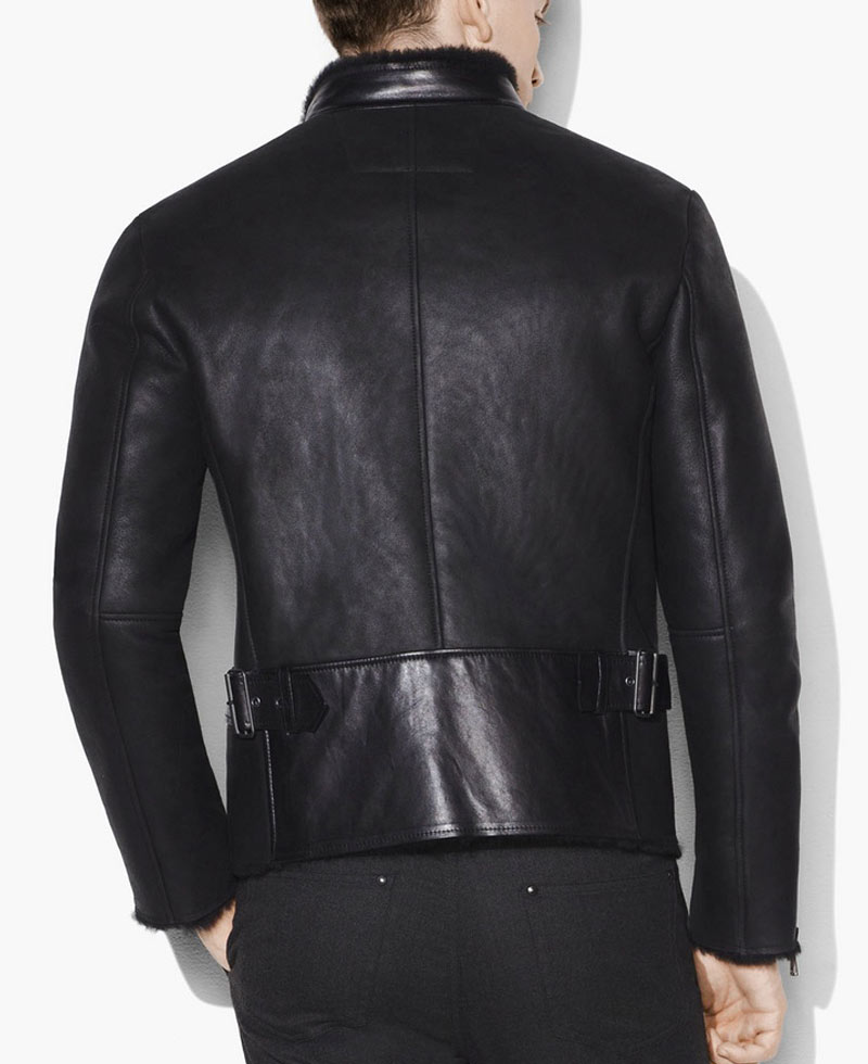 Men's Shearling Motorcycle Black Leather Jacket Men's Shearling Motorcycle Black Leather Jacket - Image 2