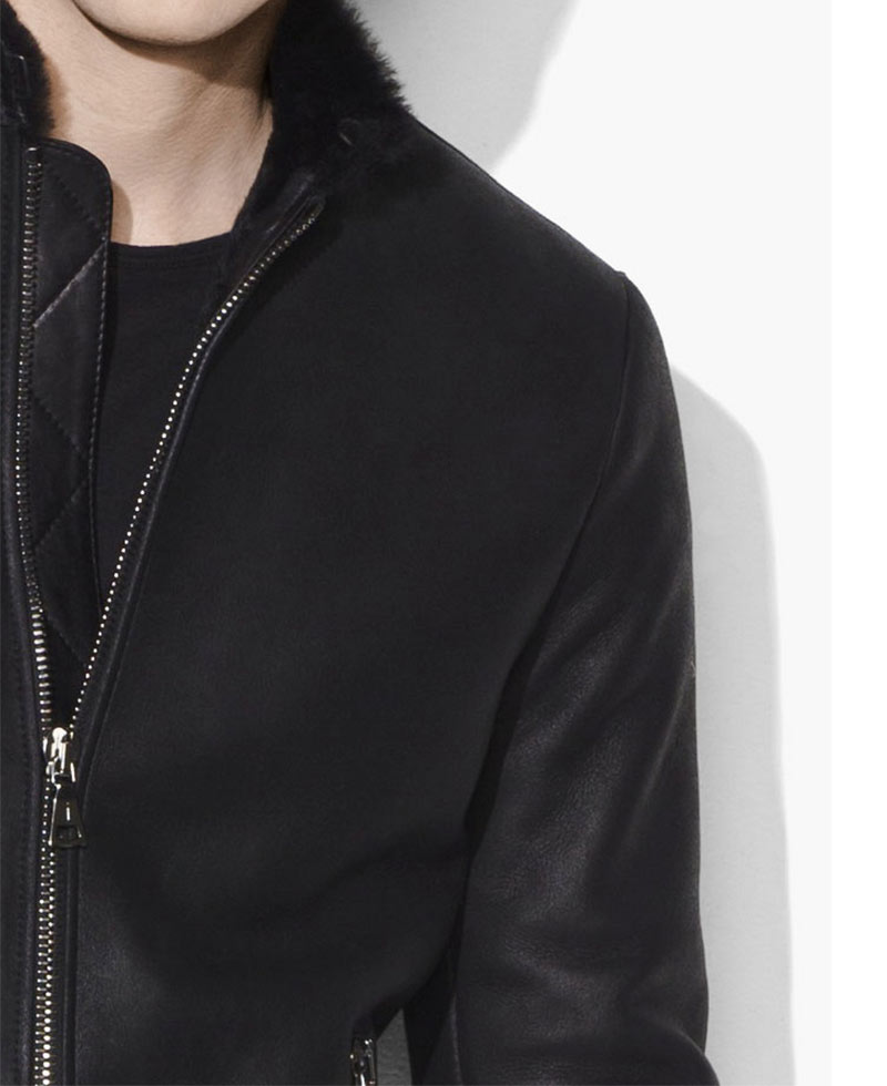 Men's Shearling Motorcycle Black Leather Jacket Men's Shearling Motorcycle Black Leather Jacket - Image 3