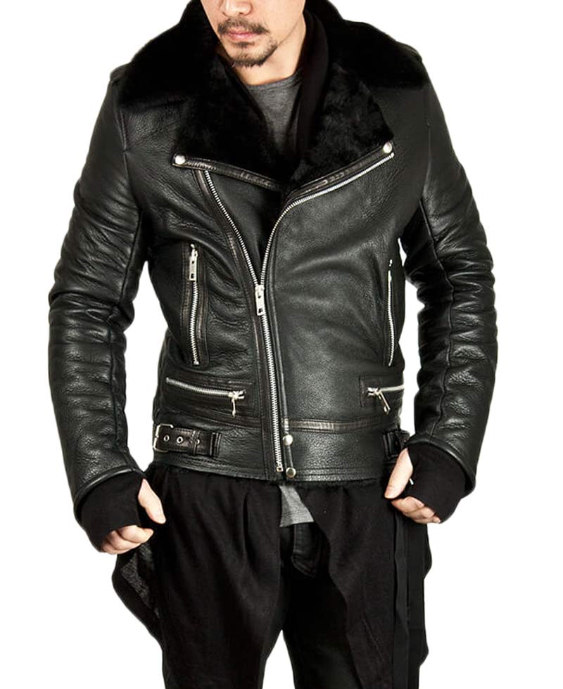 Men's Shearling Lambskin Black Leather Jacket Men's Shearling Lambskin Black Leather Jacket