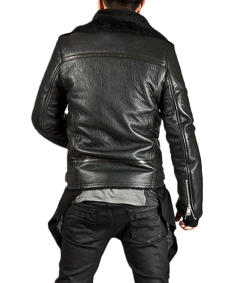 Men's Shearling Lambskin Black Leather Jacket Men's Shearling Lambskin Black Leather Jacket - Image 2