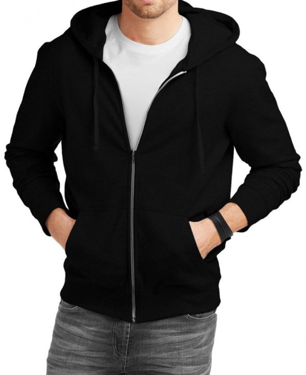 Men's Zip Up Black Hoodie