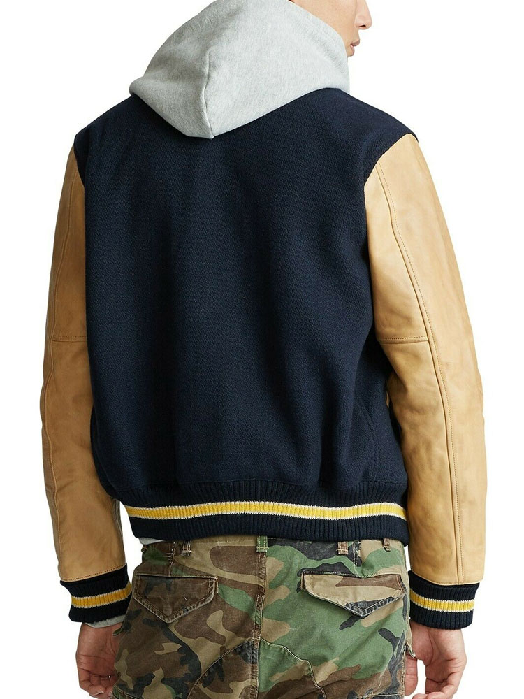 Men's State Champs Navy Blue and Brown Jacket Men's State Champs Navy Blue and Brown Jacket - Image 2