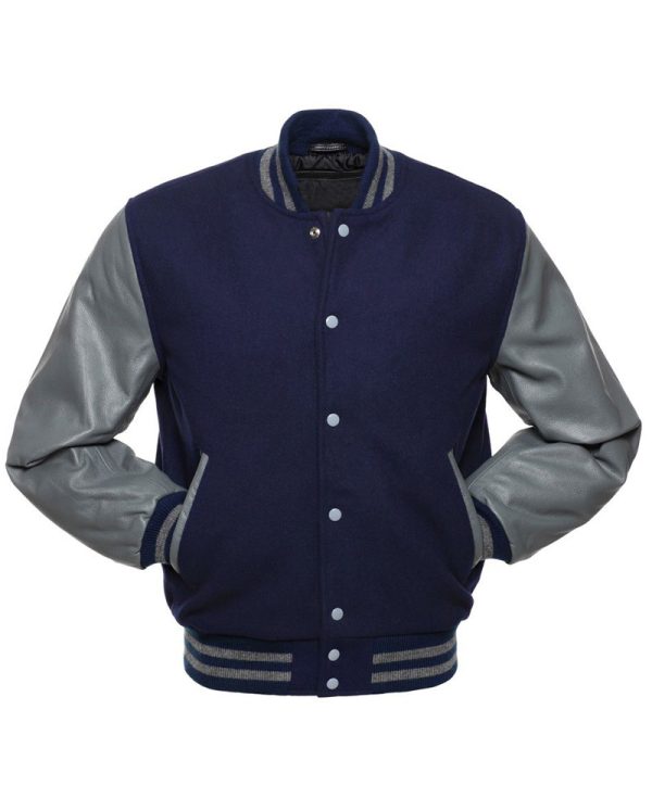Men's Blue and Gray Bomber Jacket