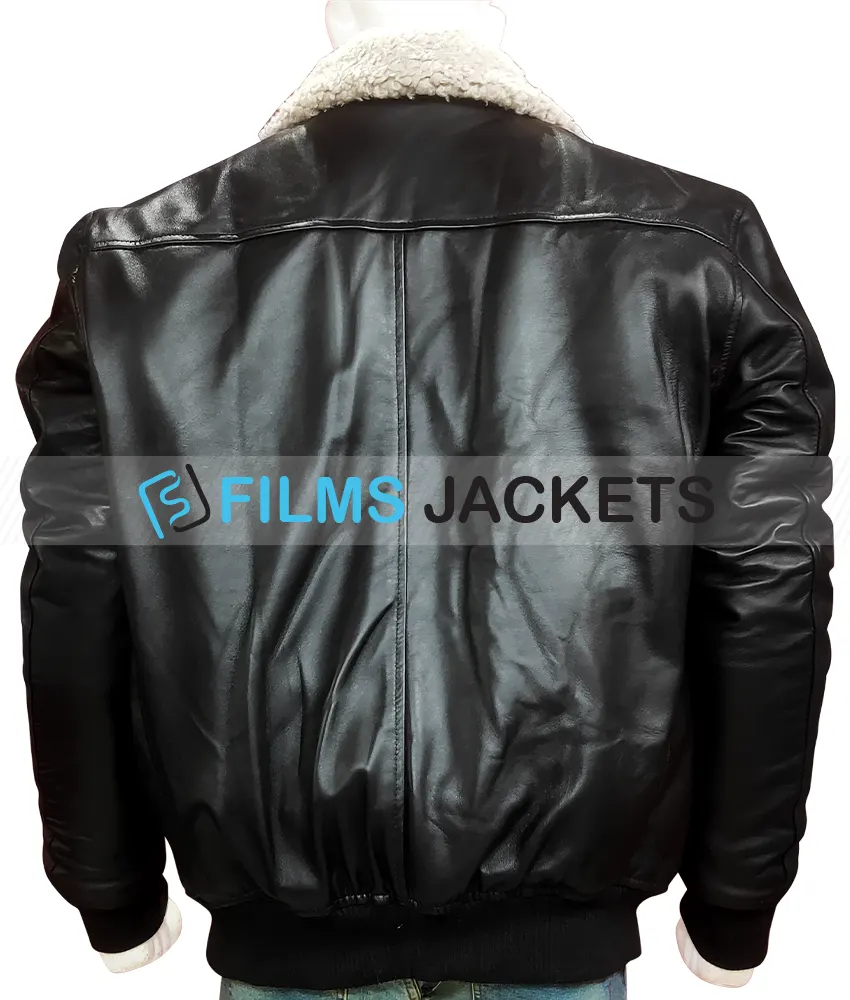 Men's Aviator Black Leather Bomber Jacket Men's Aviator Black Leather Bomber Jacket - Image 8