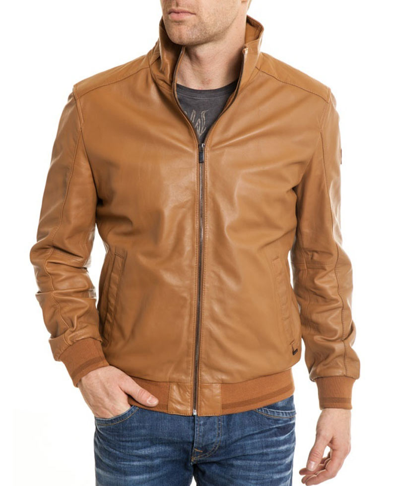 Men's Casual Bomber Camel Brown Jacket