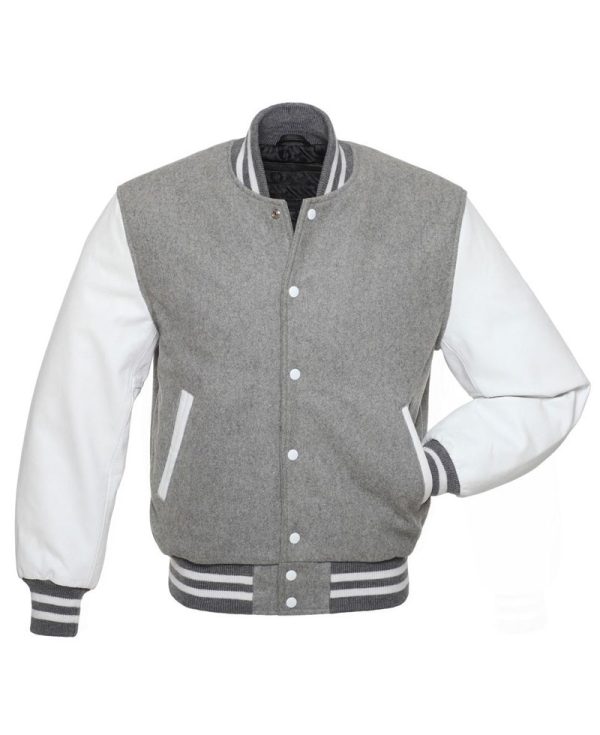 Men's Bomber Grey Wool Varsity Jacket